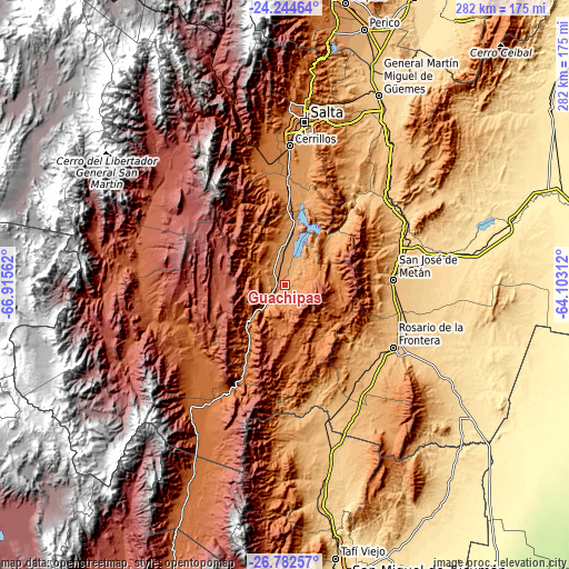 Topographic map of Guachipas