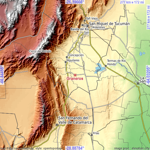 Topographic map of Graneros