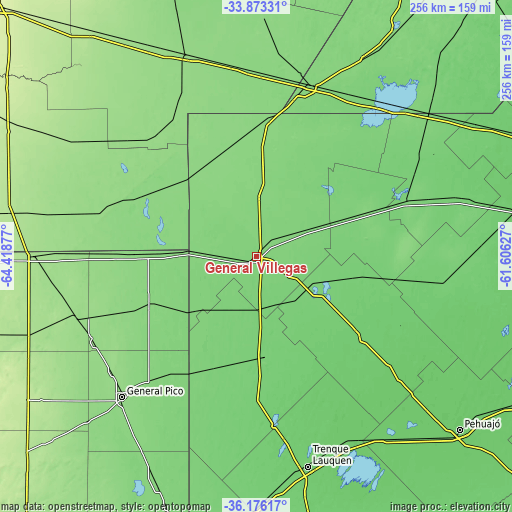 Topographic map of General Villegas