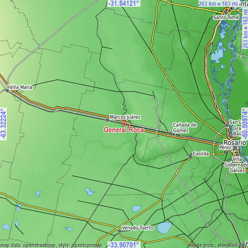 Topographic map of General Roca