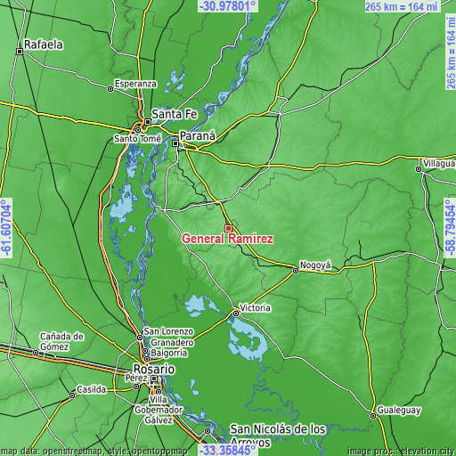 Topographic map of General Ramírez
