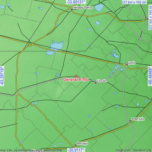 Topographic map of General Pinto