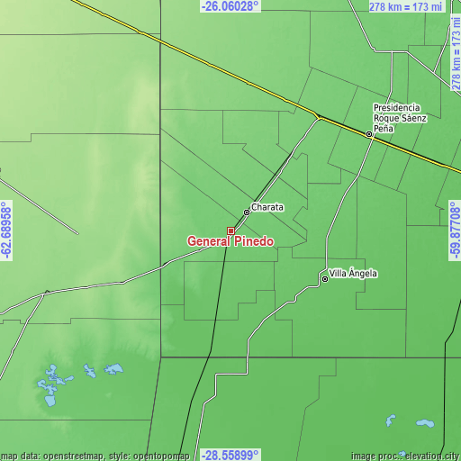 Topographic map of General Pinedo