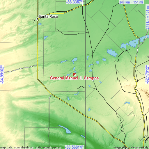 Topographic map of General Manuel J. Campos