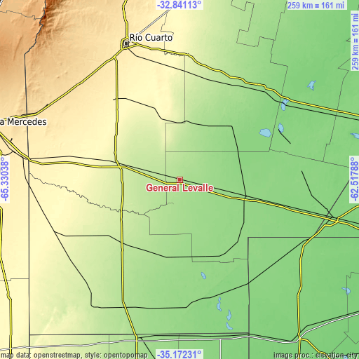 Topographic map of General Levalle