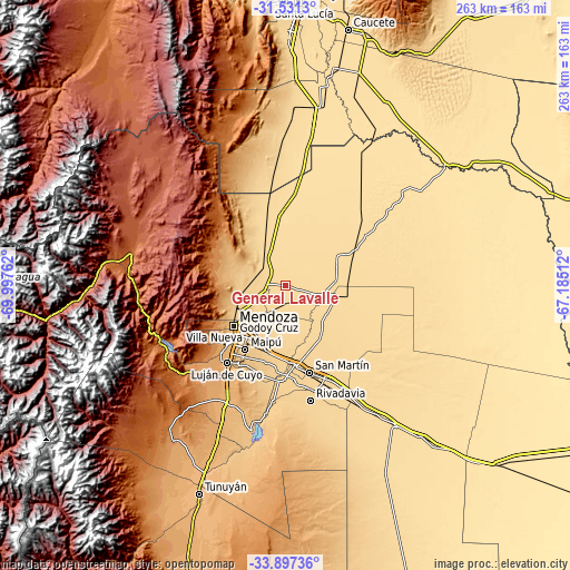 Topographic map of General Lavalle