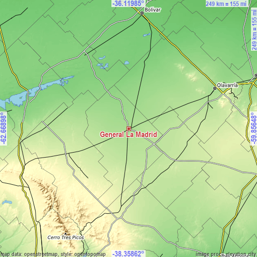 Topographic map of General La Madrid