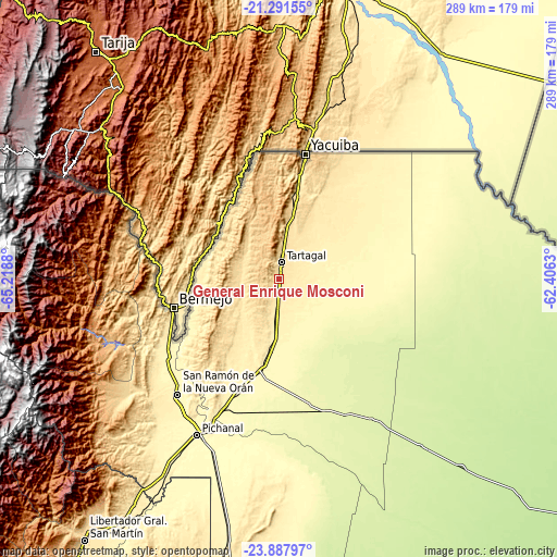 Topographic map of General Enrique Mosconi