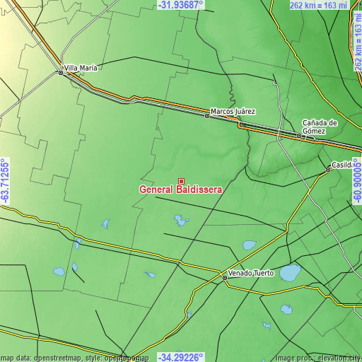 Topographic map of General Baldissera