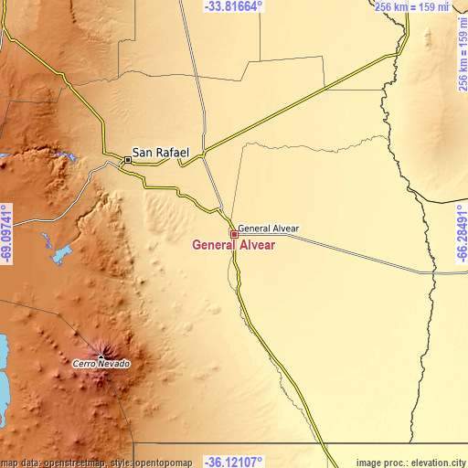 Topographic map of General Alvear