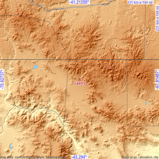 Topographic map of Gastre