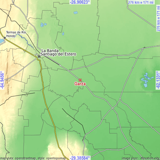 Topographic map of Garza