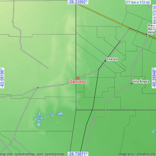 Topographic map of Gancedo