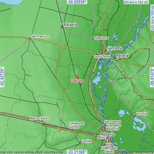 Topographic map of Gálvez