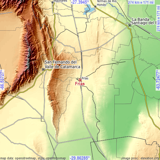 Topographic map of Frías