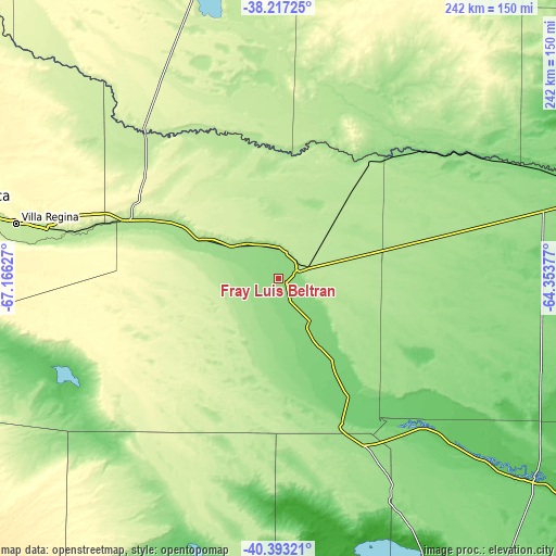 Topographic map of Fray Luis Beltrán