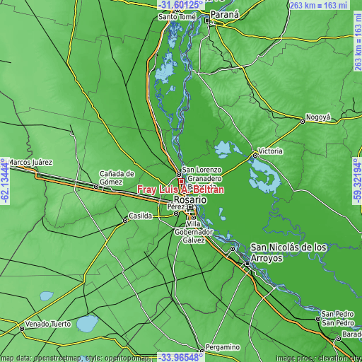 Topographic map of Fray Luis A. Beltrán