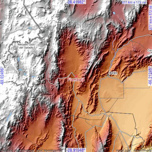 Topographic map of Fiambalá