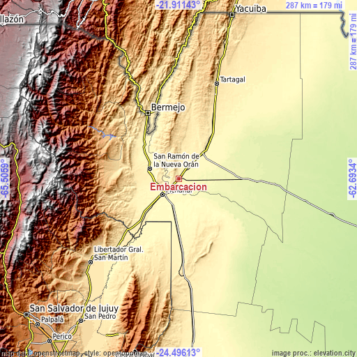 Topographic map of Embarcación