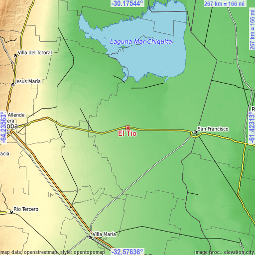 Topographic map of El Tío