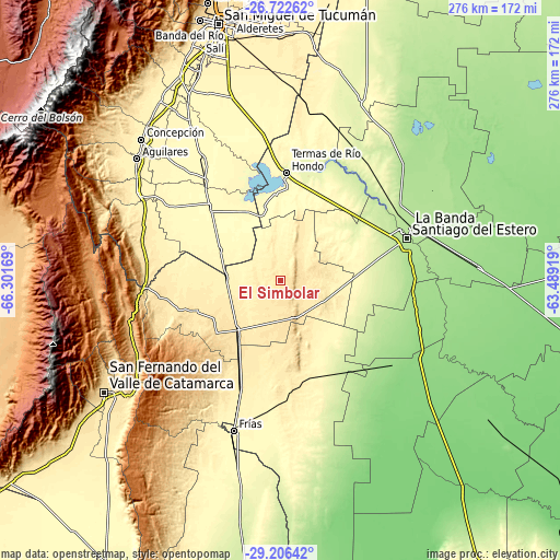 Topographic map of El Simbolar