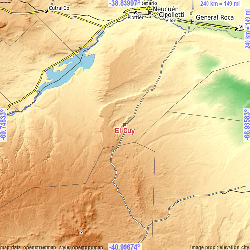 Topographic map of El Cuy