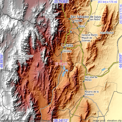 Topographic map of El Carril