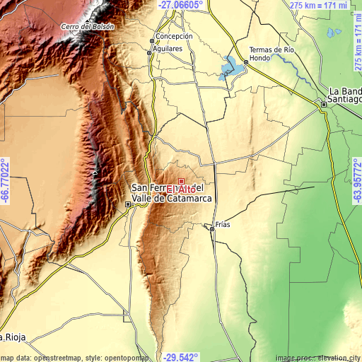 Topographic map of El Alto