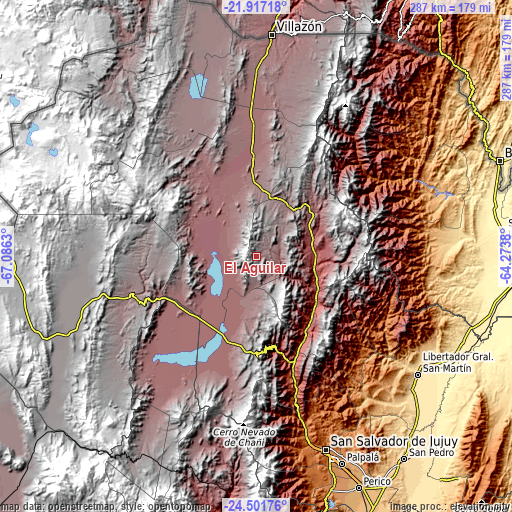 Topographic map of El Aguilar
