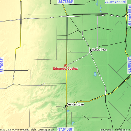 Topographic map of Eduardo Castex