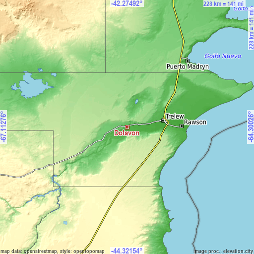 Topographic map of Dolavón