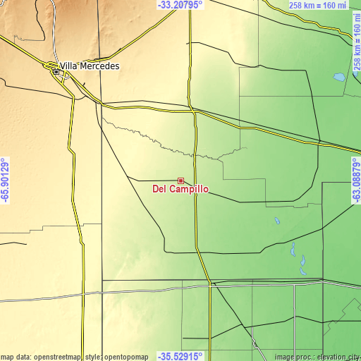 Topographic map of Del Campillo