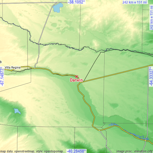 Topographic map of Darwin