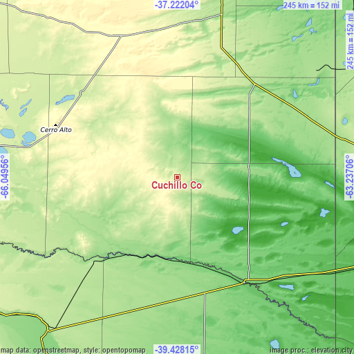Topographic map of Cuchillo Có