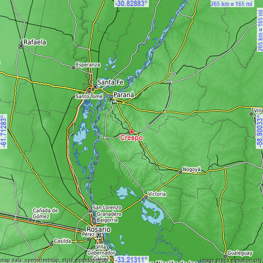 Topographic map of Crespo