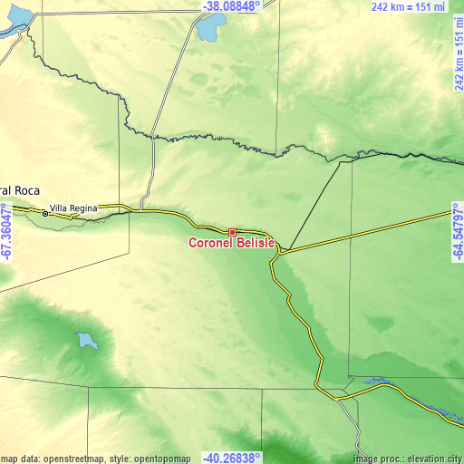 Topographic map of Coronel Belisle