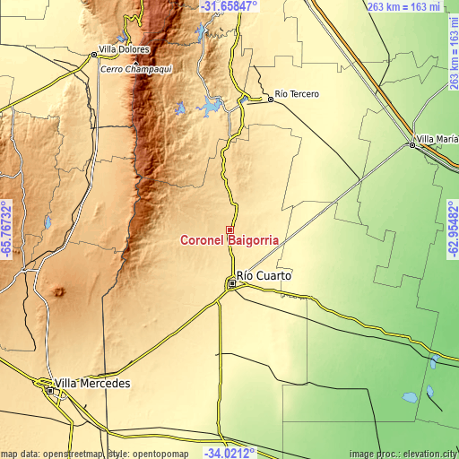 Topographic map of Coronel Baigorria