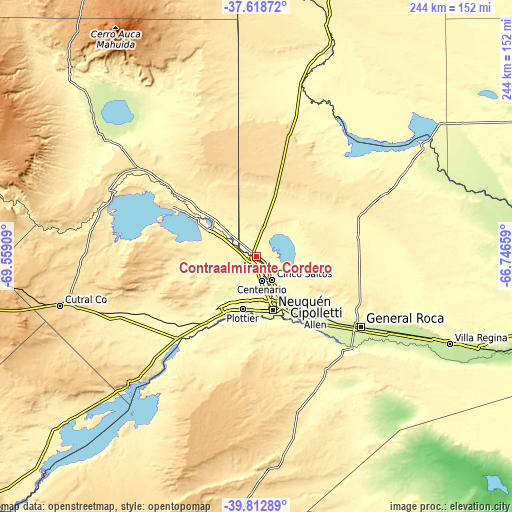 Topographic map of Contraalmirante Cordero