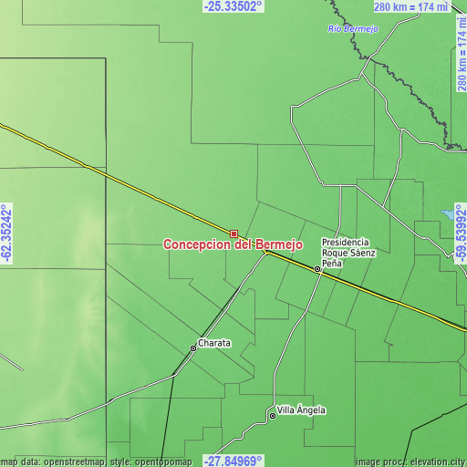 Topographic map of Concepción del Bermejo