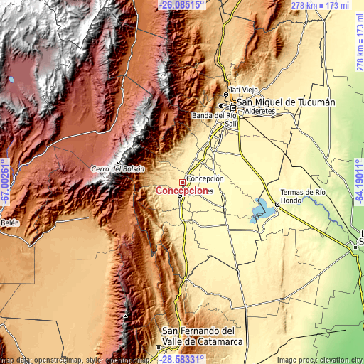 Topographic map of Concepción