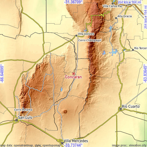 Topographic map of Concarán