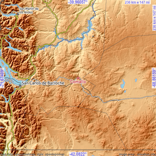 Topographic map of Comallo
