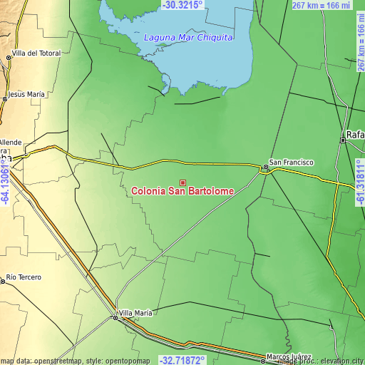 Topographic map of Colonia San Bartolomé