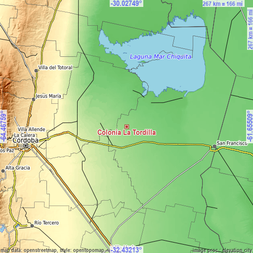 Topographic map of Colonia La Tordilla