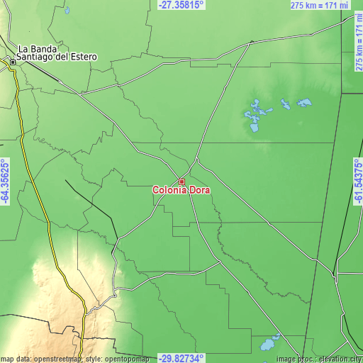 Topographic map of Colonia Dora