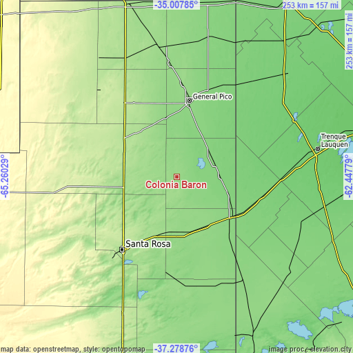 Topographic map of Colonia Barón