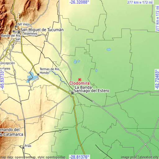 Topographic map of Clodomira