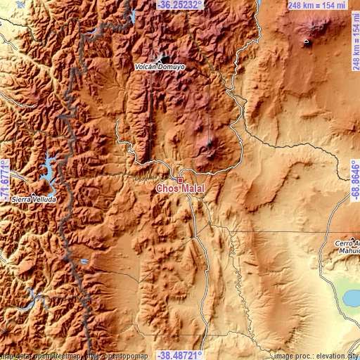 Topographic map of Chos Malal