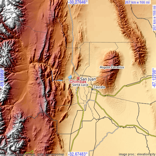 Topographic map of Chimbas