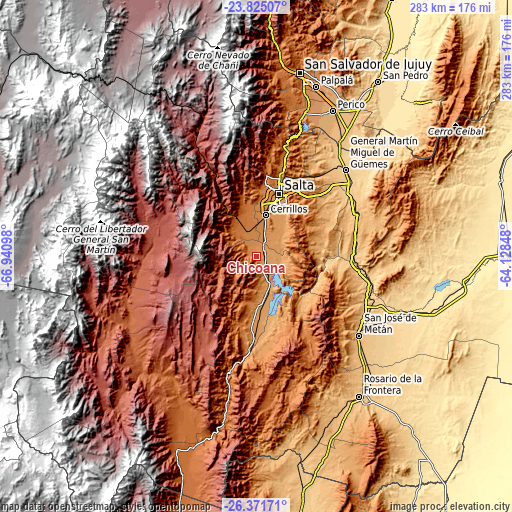 Topographic map of Chicoana